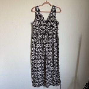 Loft Size LP Women's Sleeveless Southwestern Ikat Maxi Dress Mature Modest
